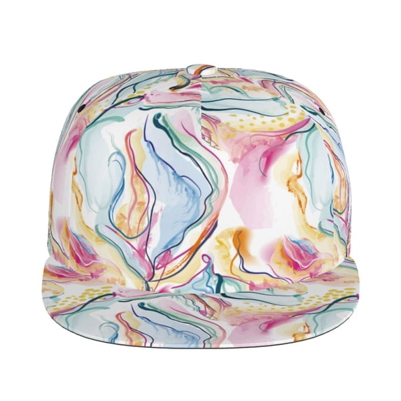 Goofa Abstract Marble Texture Printed Men's Baseball Cap,Straight Brim Hat,Golf Dad Hat,Versatile Style,Sun Protection Cap,Travel Hat