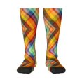 thumbnail image 1 of Goofa Abstract Watercolors Tartan Pattern Adult Stockings, Color-Block Knee High Socks, Comfortable and Breathable, Soft and Stretchable, Sports, and Decoration, 1 of 6
