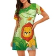 thumbnail image 1 of Goofa African Animals in the Jungle Print Women’s Cotton Nightdress – Short-Sleeved Sleep Dress, Casual Loose-Fit Lounge Wear, Comfortable and Stylish Sleepwear for Women, 1 of 6