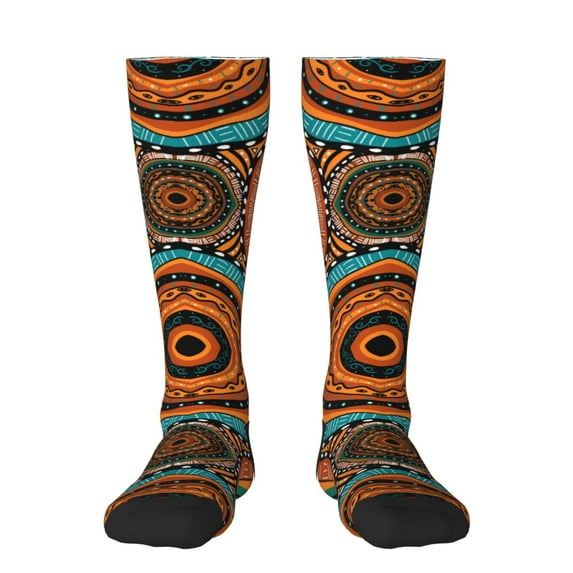 Goofa African Tribal Style Pattern Adult Stockings, Color-Block Knee High Socks, Comfortable and Breathable, Soft and Stretchable, Sports, and Decoration