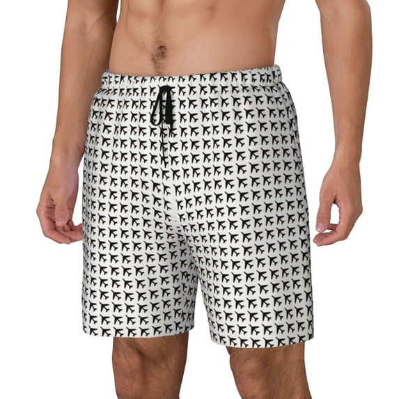 Goofa Airplane Printed Men's Swim Trunks Board Shorts Quick Dry Mens Swimming Trunks with Compression Liner,Breathable Fit Hawaii Beach Shorts-3X-Large