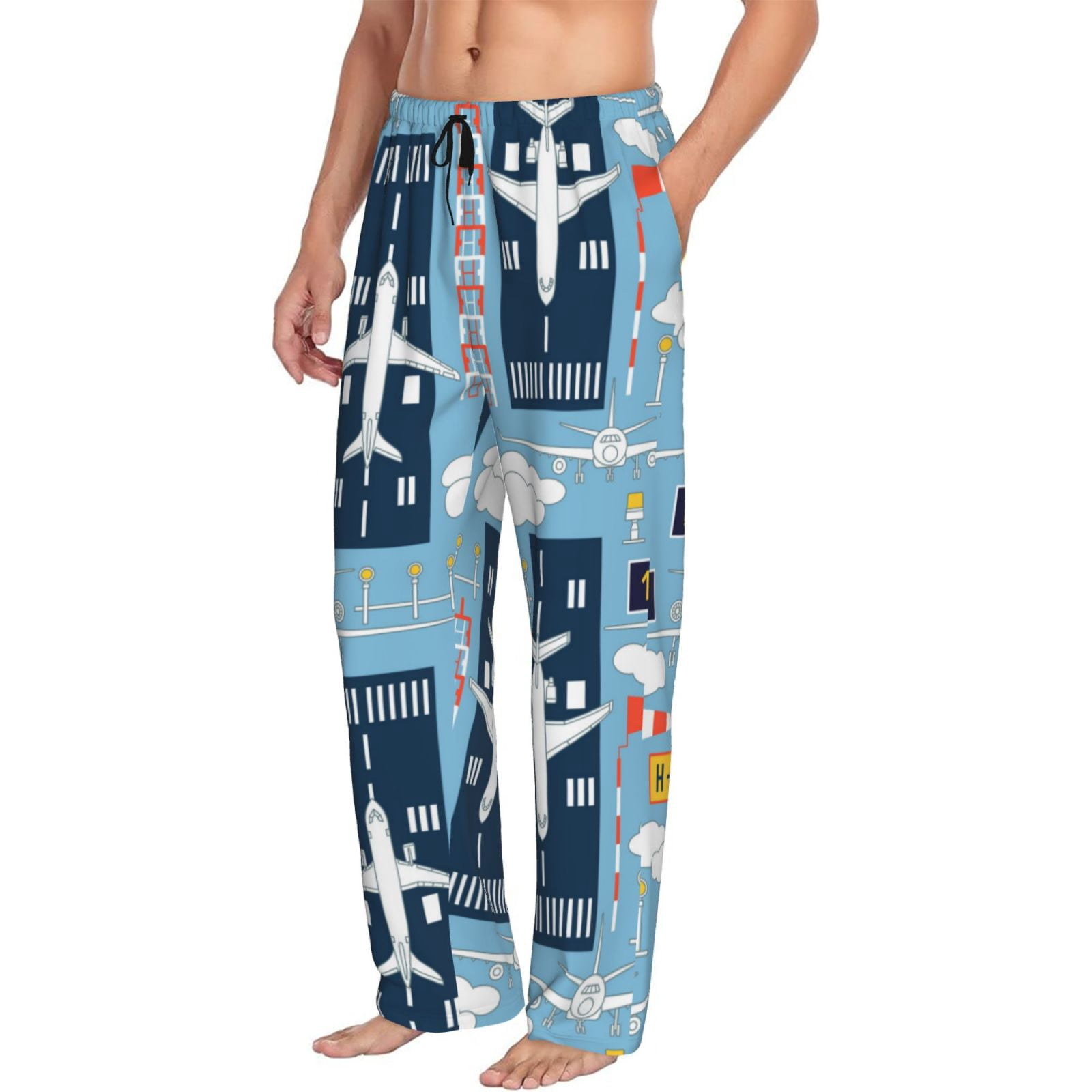 Goofa Airplanes and Aviation Signs Printed Soft Pajama Pants for Men ...
