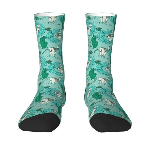 Goofa Alapaca in Boho Printed Men's Crew Socks, Soft Durable Breathable Moisture-Wicking with Odor Control Cotton socks
