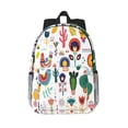 thumbnail image 1 of Goofa Alpaca Flower Pattern Lightweight Student Backpack for School, Water-Resistant, Adjustable Straps, Fits 15" Laptop, Multiple Pockets for Books, Accessories, 1 of 6