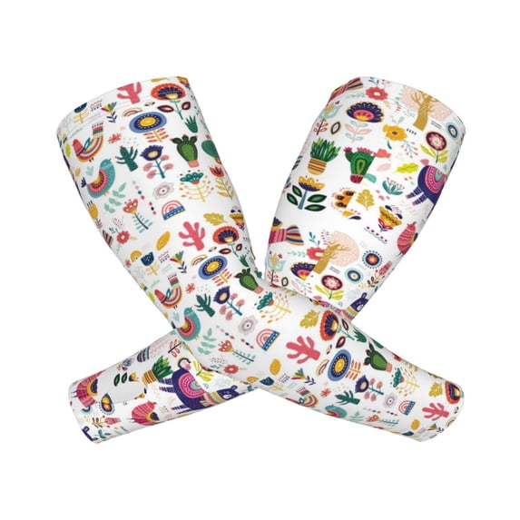 Goofa Alpaca Flower Pattern UV Sun Protection Arm Sleeves, UPF 50 Sports Cooling Arm Compression Sleeves for Men Women Teenager