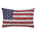 thumbnail image 1 of Goofa America Flag Glitter Print Plush Throw Pillow Case, Soft Velvet with Hidden Zipper, Decorative Cushion Cover for Sofa, Bed, Car, and Home Décor-14"x20", 1 of 6