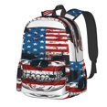 thumbnail image 1 of Goofa American Flag Skull Pattern Backpack for Students – Large Capacity, Lightweight with Adjustable Shoulder Straps, Perfect for School, Travel, 1 of 8