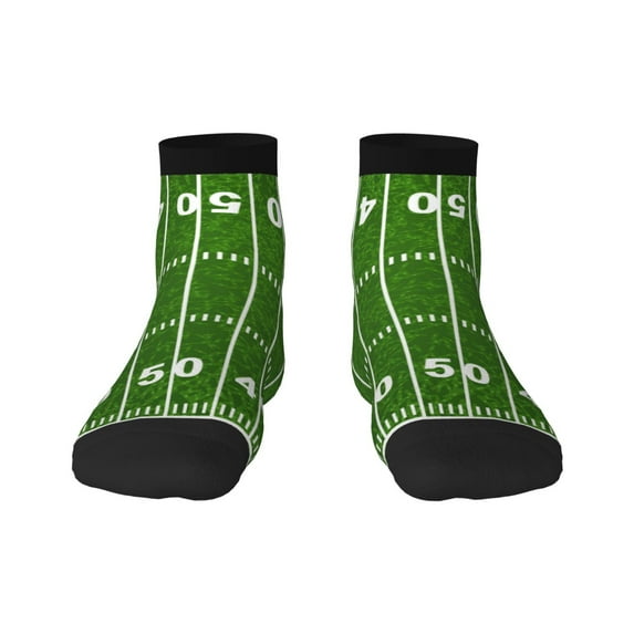 Goofa American Football Field2 Pattern Non Slip Socks with Grips for Elderly, Crew Socks Yoga Hospital Socks Cushioned Sole Gripper Socks for Men Women