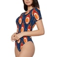 thumbnail image 1 of Goofa American Football and Fire Flames Printed Women Rash Guard Short Sleeve,Tummy control Swimsuit Surfing Swimsuit Bathing Suit One Piece Swimsuit UPF 50-, 1 of 9