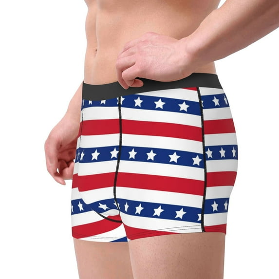 Goofa American Patriotic Stars And Stripes Printed Men's Boxer Briefs Underwear, Moisture-Wicking Underwear, Trunk,Soft and Breathable Cotton Underwear-Large