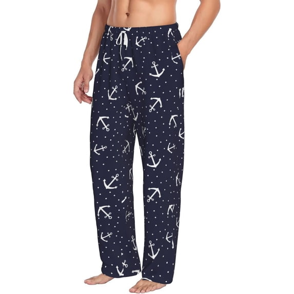 Goofa Anchor Printed Soft Pajama Pants for Men, Wide Leg Comfy Casual Lounge Yoga Pants-X-Large