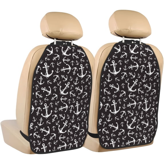 Goofa Anchors Pattern Car Back Seat Protector for Kids (2 Pack) ,Anti-kick Storage Mat for Car Seats,Shields from Footprints