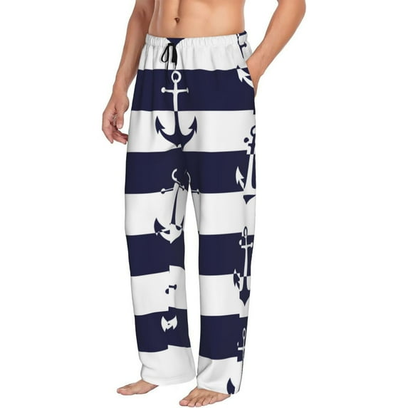 Goofa Anchors Printed Soft Pajama Pants for Men, Wide Leg Comfy Casual Lounge Yoga Pants-Small