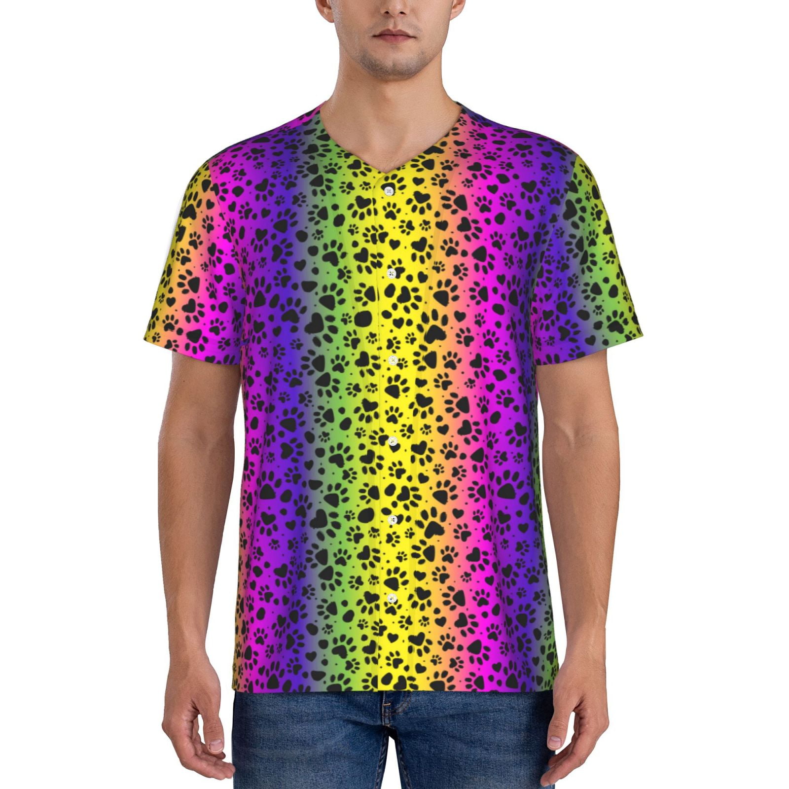 Colorful Doodle Paw Men's Golf Shirts