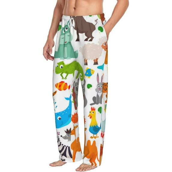 Goofa Animals Printed Soft Pajama Pants for Men, Wide Leg Comfy Casual Lounge Yoga Pants-XX-Large