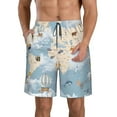 thumbnail image 1 of Goofa Animals Travel World Map Printed Mens Swim Trunks Summer Quick Dry Short Beach Swimwear Bathing Suits-, 1 of 9