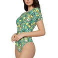 thumbnail image 1 of Goofa Animals with Leaf Printed Women Rash Guard Short Sleeve,Tummy control Swimsuit Surfing Swimsuit Bathing Suit One Piece Swimsuit UPF 50-Medium, 1 of 9