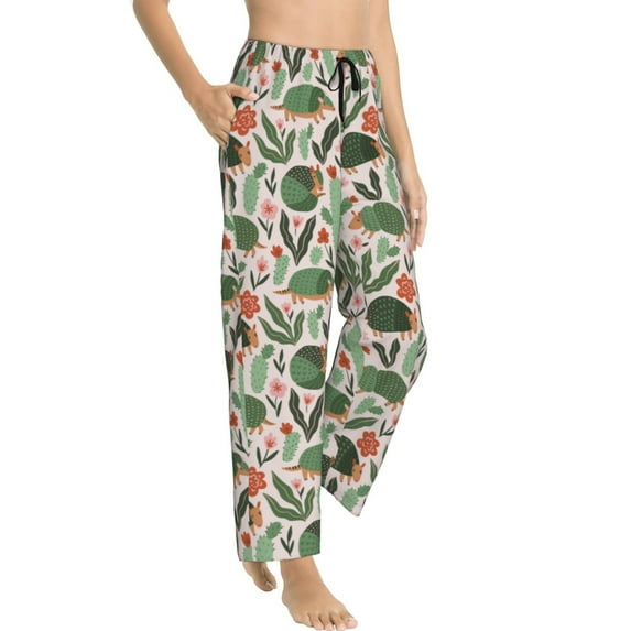 Goofa Armadillo Printed Soft Pajama Pants for Women, Wide Leg Comfy Casual Lounge Yoga Pants-Medium
