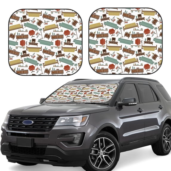 Goofa Art Of Living Pattern 2 Piece Car Windshield Sun Shade Foldable | Front Windshield Shade for Sun, Heat and UV Rays | Sunshade for Car Front Window-Large