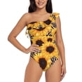 thumbnail image 1 of Goofa Artistic Zebra Print Sunflower Pattern Women's One Piece Swimsuits Tummy Control Bathing Suits Asymmetric One Shoulder Swimwear-X-Large, 1 of 6
