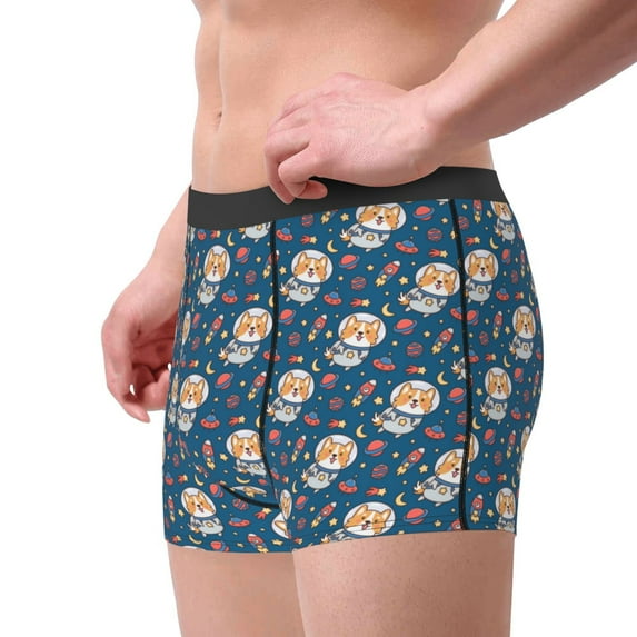Goofa Astronaut Corgi Dog Printed Men's Boxer Briefs Underwear, Moisture-Wicking Underwear, Trunk,Soft and Breathable Cotton Underwear-XX-Large