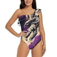 thumbnail image 1 of Goofa Astronaut Floating purple Space Pattern Women's One Piece Swimsuits Tummy Control Bathing Suits Asymmetric One Shoulder Swimwear-Large, 1 of 6