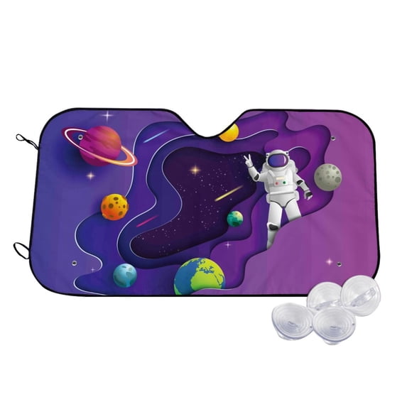 Goofa Astronaut Printed Car Windshield Sunshade,Foldable Reflective Sun Visor,UV Protection Heat Blocker Sunshade,Car Cooling Accessory-Small