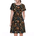 thumbnail image 1 of Goofa Autumn Floral Pattern Women Summer Short Sleeve Midi Dress with Pockets Casual Aline Flowy Tshirt Dress Vocation Beach Sundress, 1 of 6