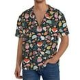 thumbnail image 1 of Goofa Autumn Fox Owl Printed Men's Casual Short-sleeved Shirt,Lightweight Breathable Button-down,Summer Casual men's top,Versatile Fashion shirt-Medium, 1 of 7