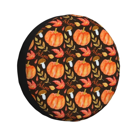 Goofa Autumn Pumpkin Pattern Universal Tire Cover for Jeep, SUV, Truck, and Trailer – Waterproof, UV-Resistant,Easy to Install, Fits 14"-17" Tires-15 inch