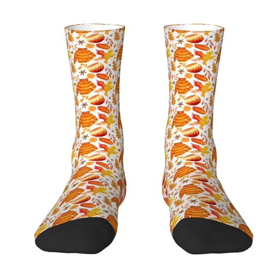 Goofa Autumn Sweater Warmth Printed Men's Crew Socks, Soft Durable Breathable Moisture-Wicking with Odor Control Cotton socks