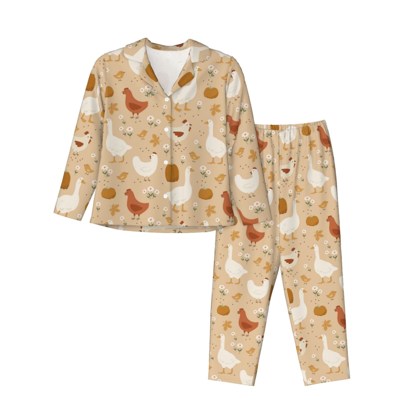 WDIRARA Women's Cute Bear Print Pajama Set - Short Sleeve Button-Down Shirt & Pants Satin Sleepwear - View #9