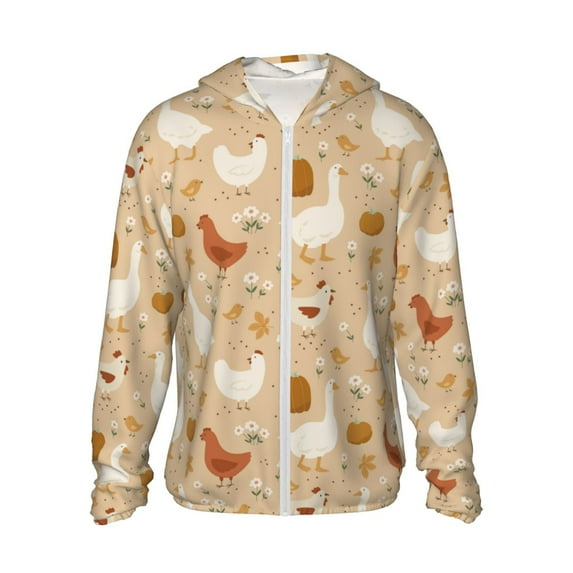 Goofa Autumn and Thanksgiving Printed Women's UPF 50+ Sun Protection Hoodie Jacket Lightweight Long Sleeve Sun Shirt for Women with Pocket Hiking Outdoor-X-Large