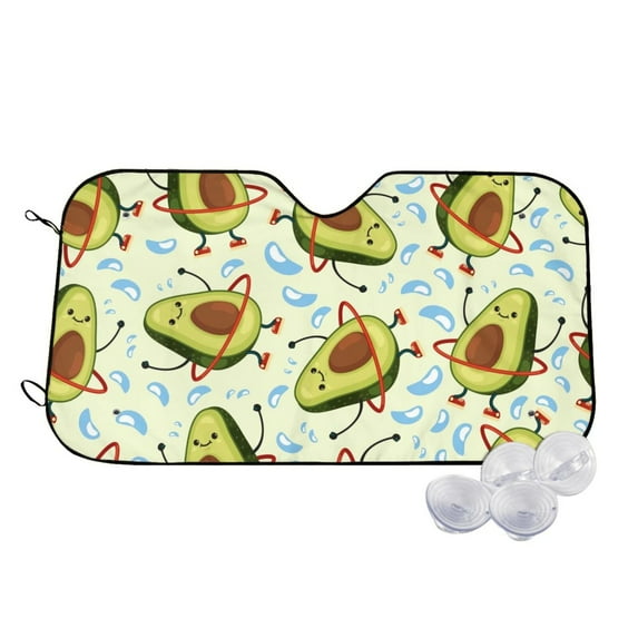 Goofa Avocado Doing Sport Printed Car Windshield Sunshade,Foldable Reflective Sun Visor,UV Protection Heat Blocker Sunshade,Car Cooling Accessory-