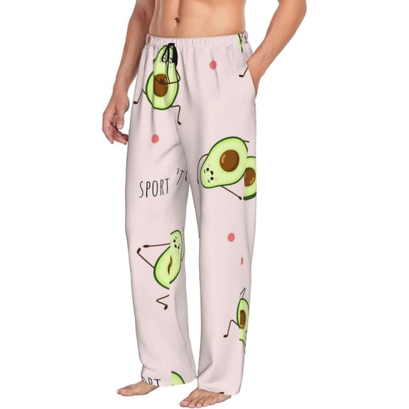 Goofa Avocado Doing Sport Yoga Printed Soft Pajama Pants for Men, Wide Leg Comfy Casual Lounge Yoga Pants-Small