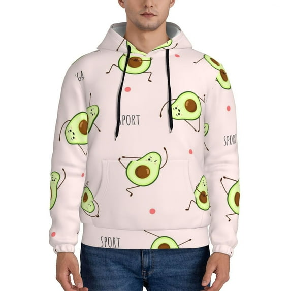 Goofa Avocado Doing Sport Yoga for Men's Hooded Sweatshirt - Lightweight Pullover Hoodie with Kangaroo Pocket, Perfect for Everyday Wear-Small