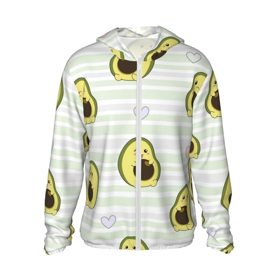 Goofa Avocado of a Hear Printed Women's UPF 50+ Sun Protection Hoodie Jacket Lightweight Long Sleeve Sun Shirt for Women with Pocket Hiking Outdoor-Small