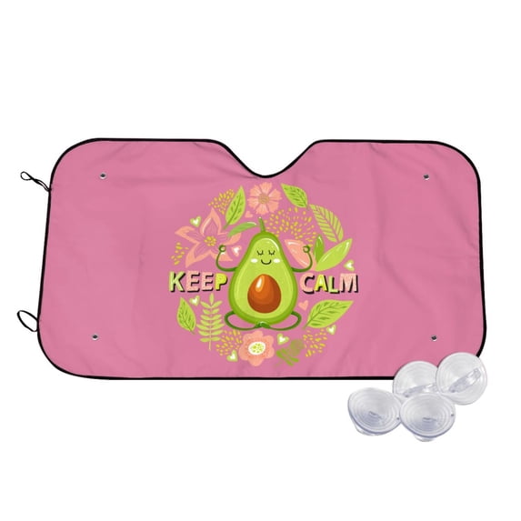 Goofa Avocado Keep Calm Printed Car Windshield Sunshade,Foldable Reflective Sun Visor,UV Protection Heat Blocker Sunshade,Car Cooling Accessory-Small