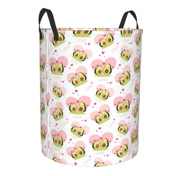 Goofa Avocado Lovers Printed Circular Hamper,Laundry Basket with Handles,Storage Baskets Foldable,Large Capacity Laundry Hamper-