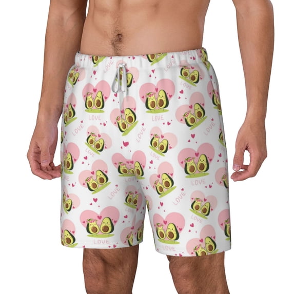 Goofa Avocado Lovers Printed Men's Swim Trunks Board Shorts Quick Dry Mens Swimming Trunks with Compression Liner,Breathable Fit Hawaii Beach Shorts-XX-Large