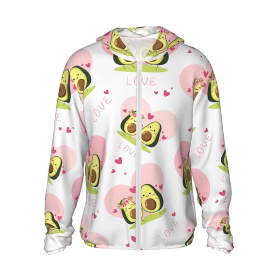 Goofa Avocado Lovers Printed Women's UPF 50+ Sun Protection Hoodie Jacket Lightweight Long Sleeve Sun Shirt for Women with Pocket Hiking Outdoor-3X-Large