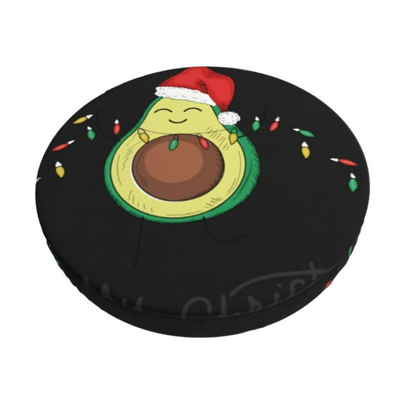 Goofa Avocado Merry Christmas Printed Stool Covers Round, Waterproof Round Bar Stool Covers Anti-Slip Round Bar Stool Seat Cover with Elastic Bands Durable -