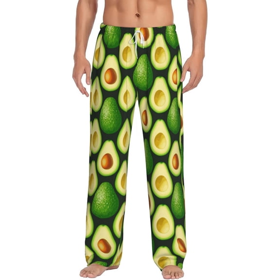 Goofa Avocado Pattern Printed Soft Pajama Pants for Men, Wide Leg Comfy Casual Lounge Yoga Pants-Large