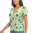 thumbnail image 1 of Goofa Avocado Pattern Womens Deep V Neck Low Cut Tops Casual Summer Short Sleeve Ribbed Knit T-Shirts-XX-Large, 1 of 5