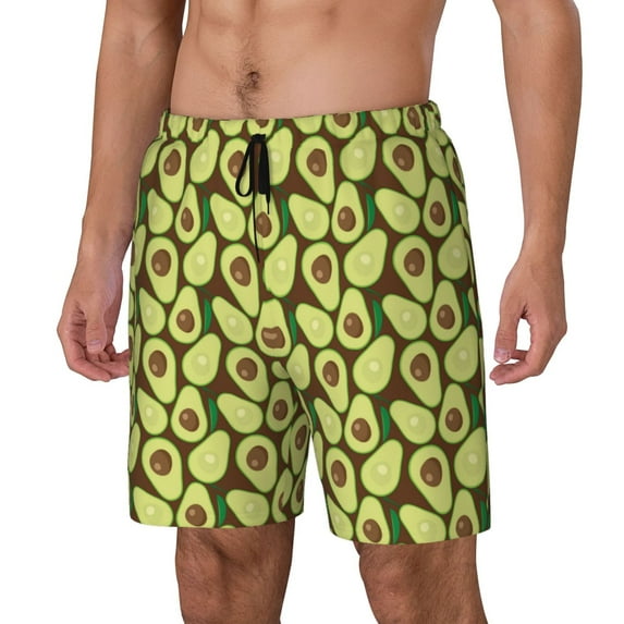 Goofa Avocado Printed Men's Swim Trunks Board Shorts Quick Dry Mens Swimming Trunks with Compression Liner,Breathable Fit Hawaii Beach Shorts-XX-Large