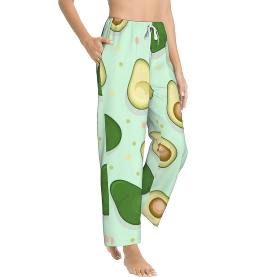 Goofa Avocado Printed Soft Pajama Pants for Women, Wide Leg Comfy Casual Lounge Yoga Pants-Small