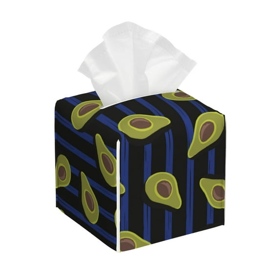 Goofa Avocado Tissue Box Cover PVC Leather Tissue Holder Square Facial Tissue Case Facial Paper Organizer Dispenser for Bathroom, Vanity Countertop