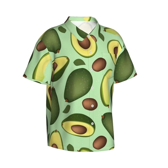 Goofa Avocado With Seeds Hawaiian Shirt for Men, Unisex Summer Beach Casual Short Sleeve Button Down Shirts,Aloha Tropical Floral print shirt-Small