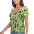 thumbnail image 1 of Goofa Avocado With Seeds Pattern Womens Deep V Neck Low Cut Tops Casual Summer Short Sleeve Ribbed Knit T-Shirts-X-Large, 1 of 5