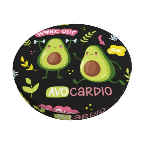Goofa Avocado Work Out Printed Stool Covers Round, Waterproof Round Bar Stool Covers Anti-Slip Round Bar Stool Seat Cover with Elastic Bands Durable -14 inch